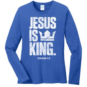 Jesus Is King Christian Bible Scripture Quote Gift Ladies Long Sleeve Shirt