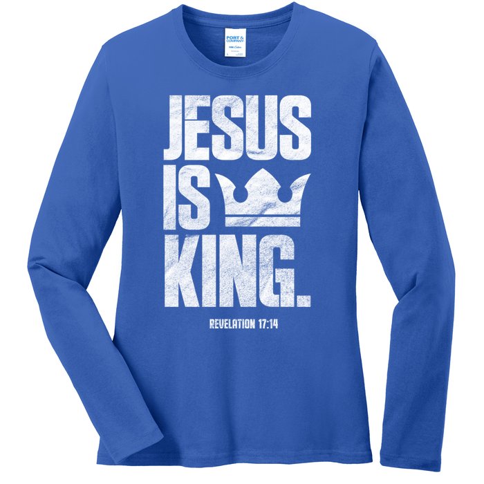 Jesus Is King Christian Bible Scripture Quote Gift Ladies Long Sleeve Shirt