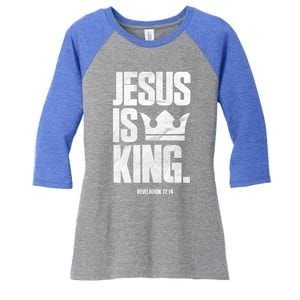 Jesus Is King Christian Bible Scripture Quote Gift Women's Tri-Blend 3/4-Sleeve Raglan Shirt