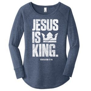 Jesus Is King Christian Bible Scripture Quote Gift Women's Perfect Tri Tunic Long Sleeve Shirt