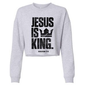 Jesus Is King Christian Bible Scripture Quote Gift Cropped Pullover Crew