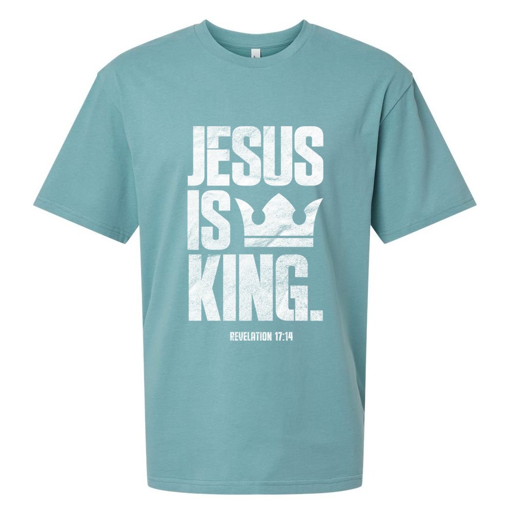 Jesus Is King Christian Bible Scripture Quote Gift Sueded Cloud Jersey T-Shirt