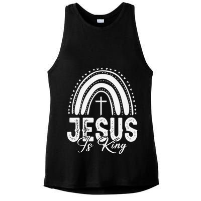 Jesus Is King Subtle Christian Minimalist Religious Ladies PosiCharge Tri-Blend Wicking Tank