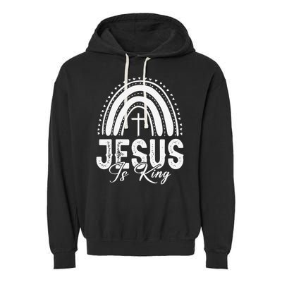 Jesus Is King Subtle Christian Minimalist Religious Garment-Dyed Fleece Hoodie
