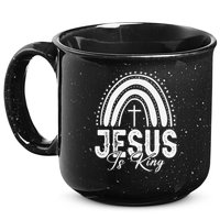 Jesus Is King Subtle Christian Minimalist Religious 15oz Campfire Ceramic Mug