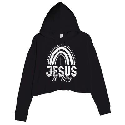 Jesus Is King Subtle Christian Minimalist Religious Crop Fleece Hoodie