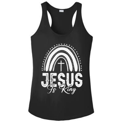 Jesus Is King Subtle Christian Minimalist Religious Ladies PosiCharge Competitor Racerback Tank
