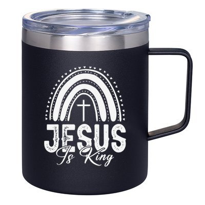 Jesus Is King Subtle Christian Minimalist Religious 12oz Stainless Steel Coffee Mug