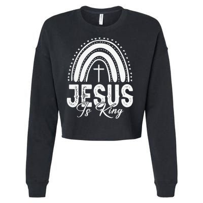 Jesus Is King Subtle Christian Minimalist Religious Cropped Pullover Crew