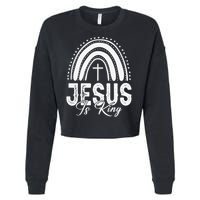 Jesus Is King Subtle Christian Minimalist Religious Cropped Pullover Crew