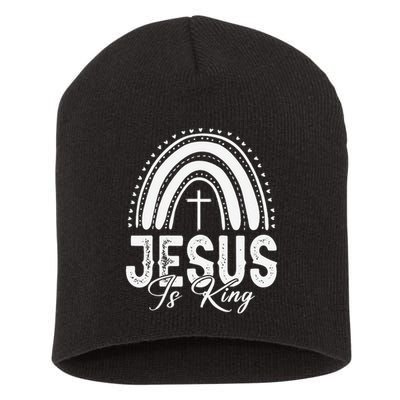 Jesus Is King Subtle Christian Minimalist Religious Short Acrylic Beanie