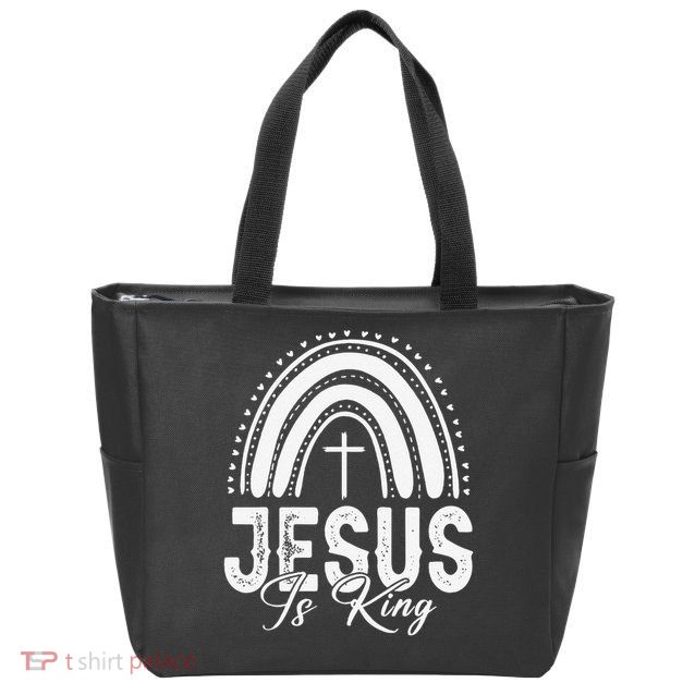 Jesus Is King Subtle Christian Minimalist Religious Zip Tote Bag