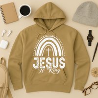 Jesus Is King Subtle Christian Minimalist Religious Hoodie