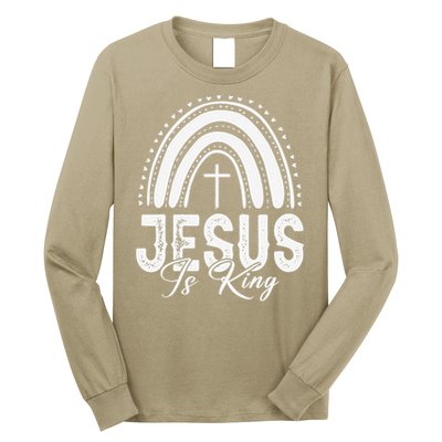 Jesus Is King Subtle Christian Minimalist Religious Long Sleeve Shirt