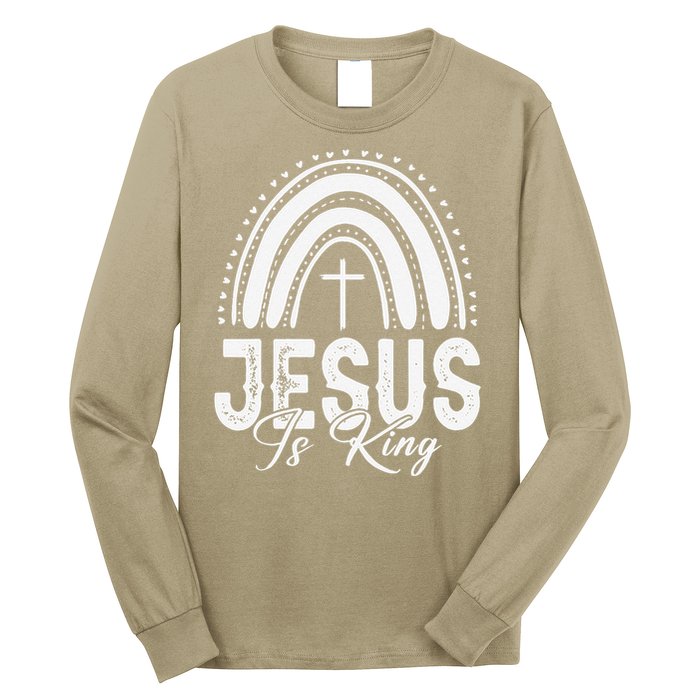 Jesus Is King Subtle Christian Minimalist Religious Long Sleeve Shirt
