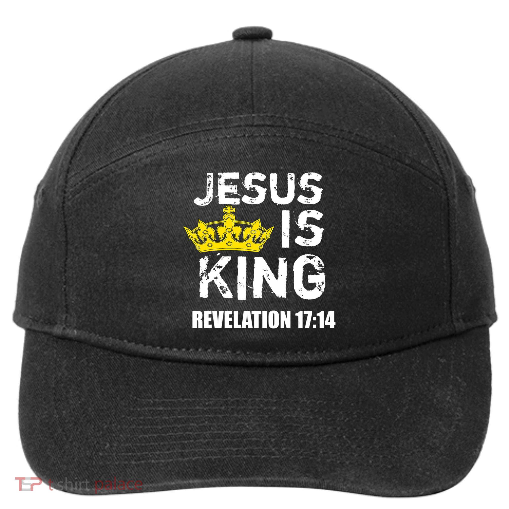 Jesus Is King (Crown) Faith, Cross, Christian Jesus4m3 7-Panel Snapback Hat