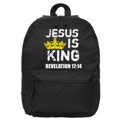 Jesus Is King (Crown) Faith, Cross, Christian Jesus4m3 16 in Basic Backpack