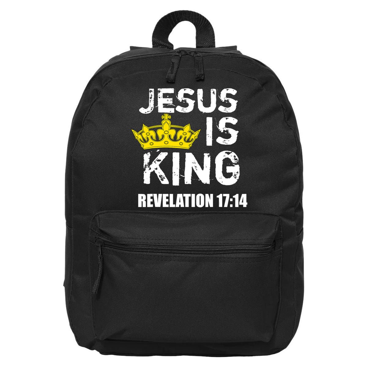 Jesus Is King (Crown) Faith, Cross, Christian Jesus4m3 16 in Basic Backpack