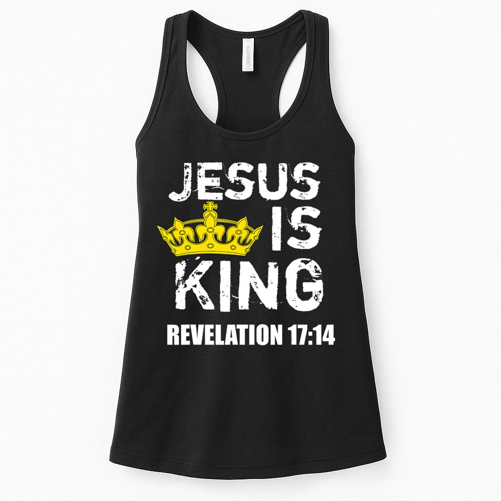 Jesus Is King (Crown) Faith, Cross, Christian Jesus4m3 Womens Tank Top