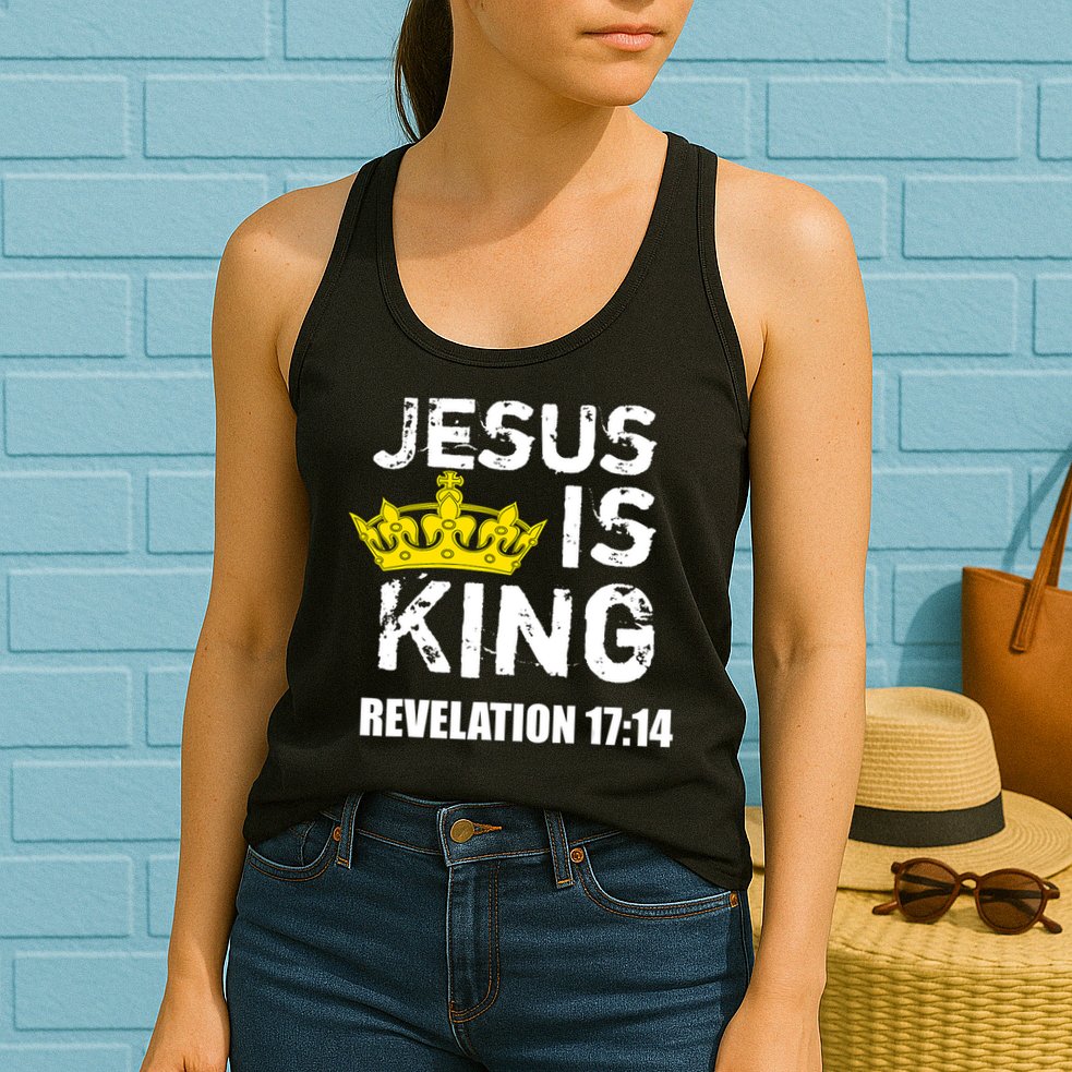 Jesus Is King (Crown) Faith, Cross, Christian Jesus4m3 Womens Tank Top