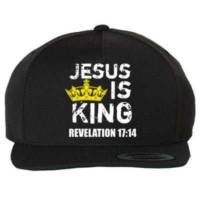 Jesus Is King (Crown) Faith, Cross, Christian Jesus4m3 Wool Snapback Cap
