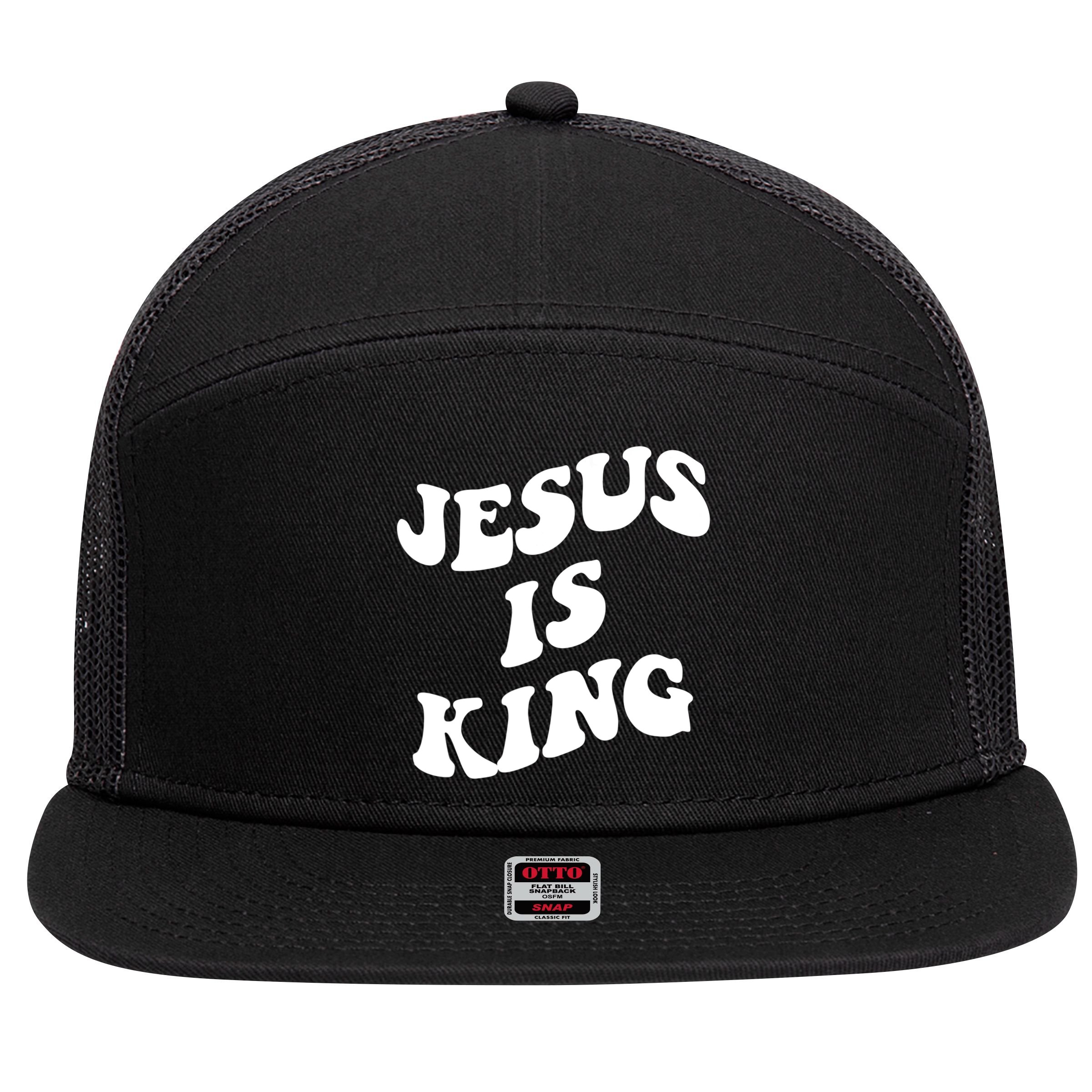 Jesus Is King Aesthetic Trendy 7 Panel Mesh Trucker Snapback Hat