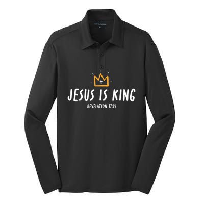 Jesus Is King Christ Is King King Of Kings Lord Of Lords Silk Touch Performance Long Sleeve Polo