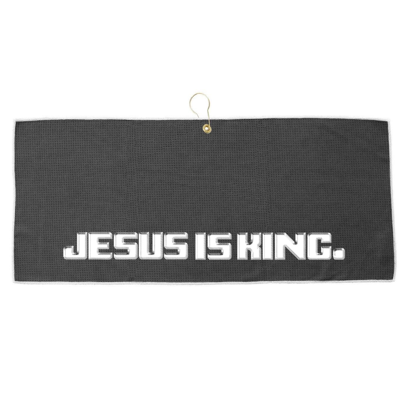 Jesus Is King. King Of Kings: Minimalist Faith Christian Catholic Large Microfiber Waffle Golf Towel