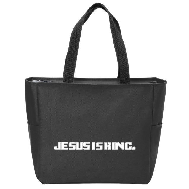 Jesus Is King. King Of Kings: Minimalist Faith Christian Catholic Zip Tote Bag