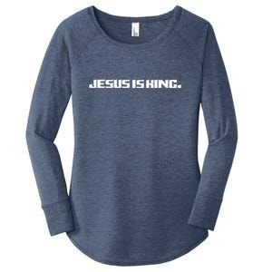 Jesus Is King. King Of Kings: Minimalist Faith Christian Catholic Women's Perfect Tri Tunic Long Sleeve Shirt