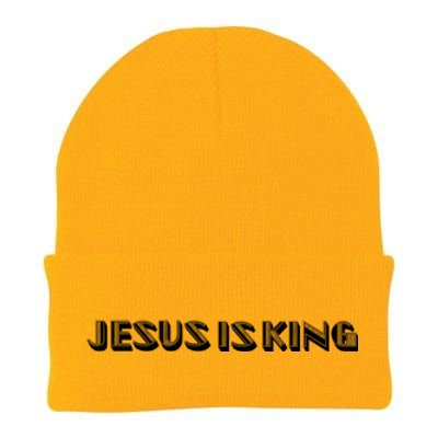 Jesus Is King. Embossed Minimalist Faith Christian Catholic Knit Cap Winter Beanie