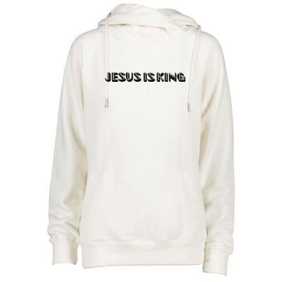 Jesus Is King. Embossed Minimalist Faith Christian Catholic Womens Funnel Neck Pullover Hood