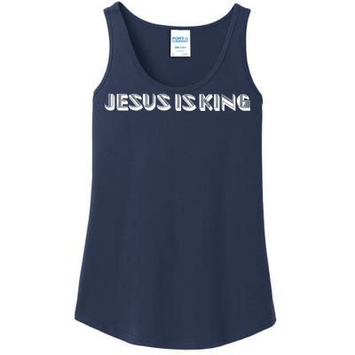 Jesus Is King. Embossed Minimalist Faith Christian Catholic Ladies Essential Tank