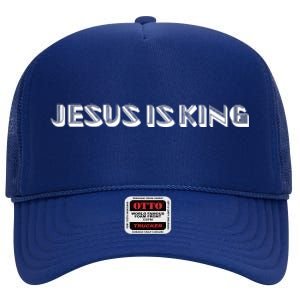 Jesus Is King. Embossed Minimalist Faith Christian Catholic High Crown Mesh Back Trucker Hat