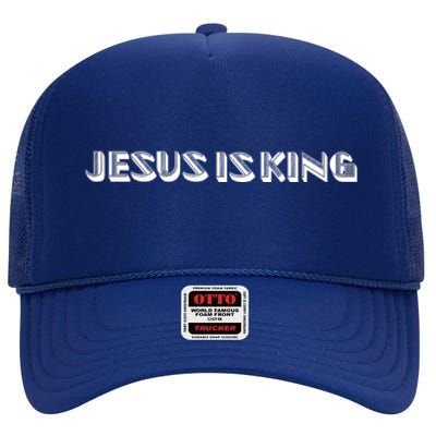 Jesus Is King. Embossed Minimalist Faith Christian Catholic High Crown Mesh Back Trucker Hat