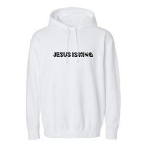 Jesus Is King. Embossed Minimalist Faith Christian Catholic Garment-Dyed Fleece Hoodie