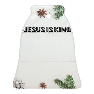 Jesus Is King. Embossed Minimalist Faith Christian Catholic Ceramic Bell Ornament