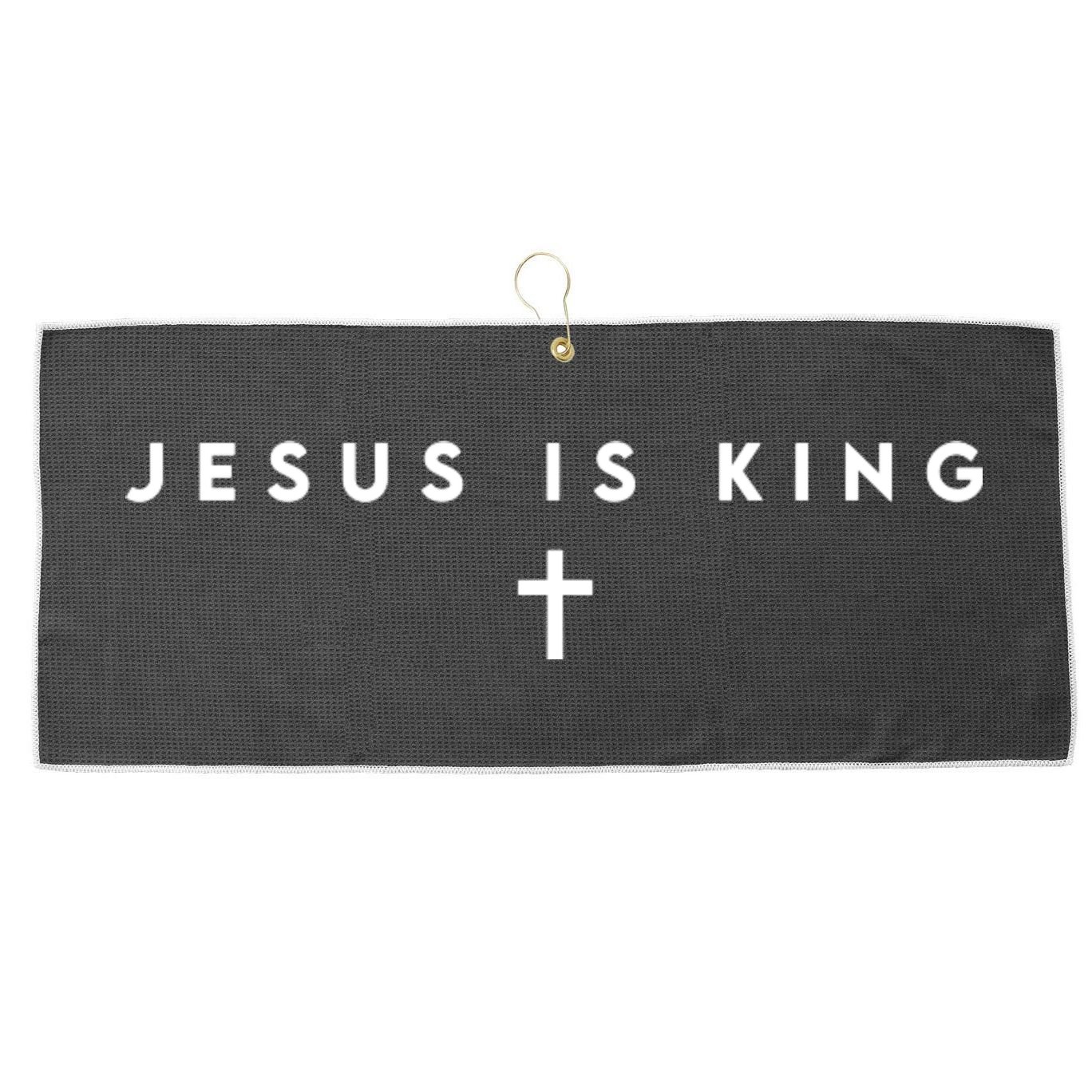 Jesus Is King Christian Faith Gifts Cross Large Microfiber Waffle Golf Towel