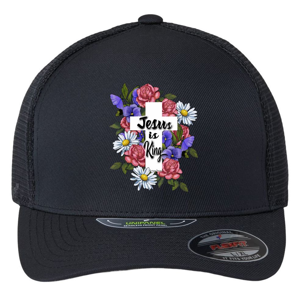 Jesus Is King Jesus Christian Flexfit Unipanel Trucker Cap