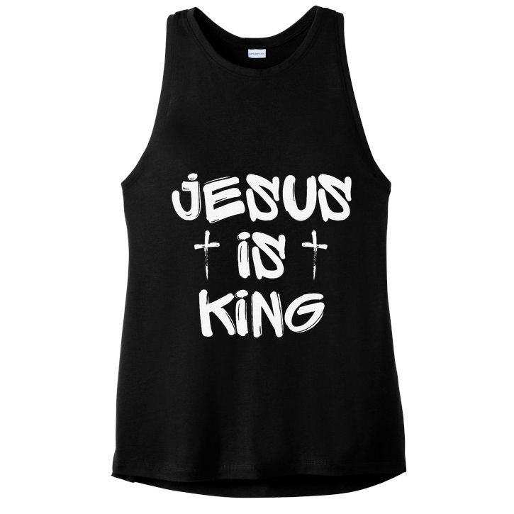 Jesus Is King Graffiti Christian Bible Faith Easter Church Ladies PosiCharge Tri-Blend Wicking Tank