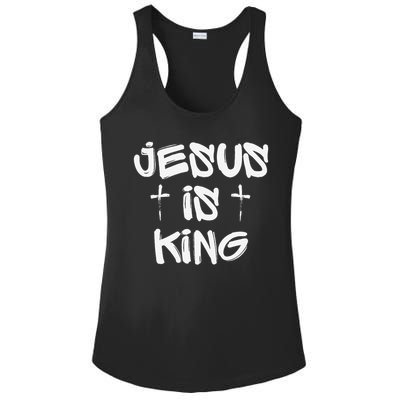 Jesus Is King Graffiti Christian Bible Faith Easter Church Ladies PosiCharge Competitor Racerback Tank