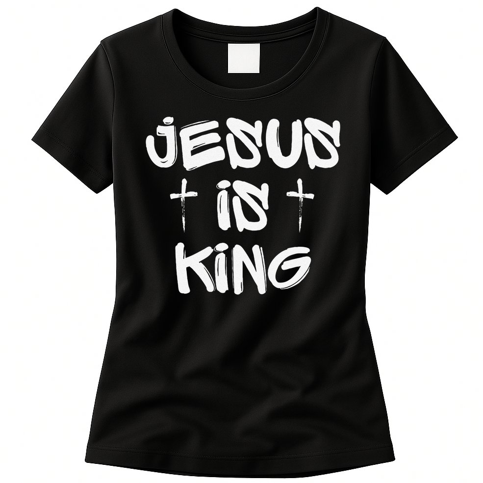 Jesus Is King Graffiti Christian Bible Faith Easter Church Womens T-Shirt