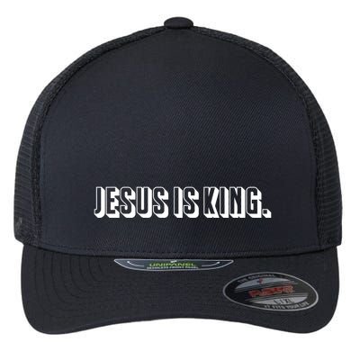 Jesus Is King 3d Simple Font Christian Catholic Christ Flexfit Unipanel Trucker Cap