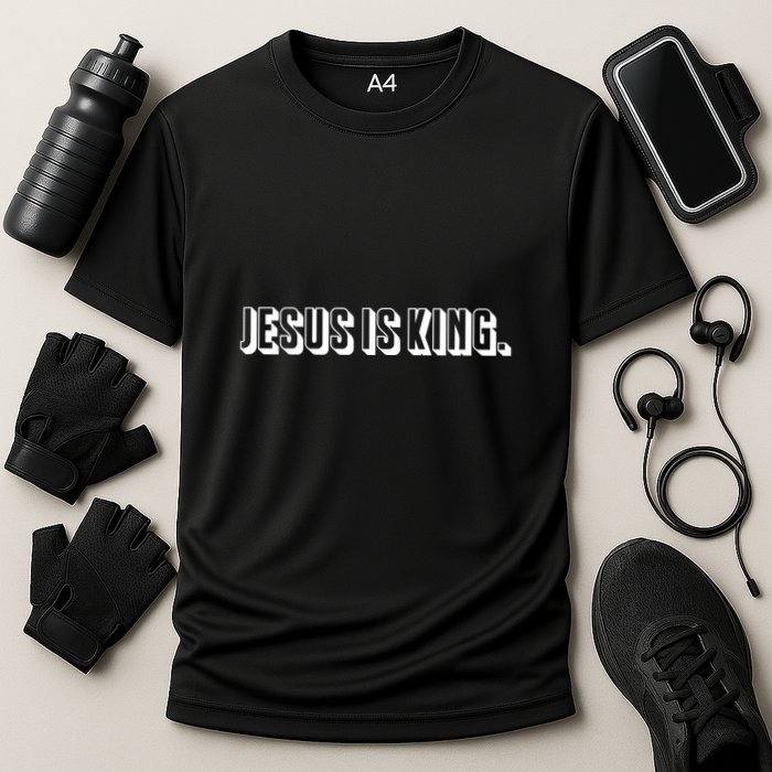 Jesus Is King 3d Simple Font Christian Catholic Christ Performance Shirt
