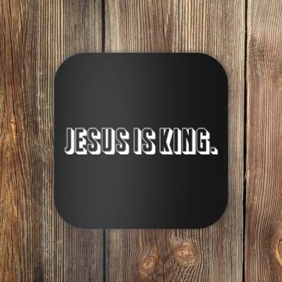 Jesus Is King 3d Simple Font Christian Catholic Christ Coaster