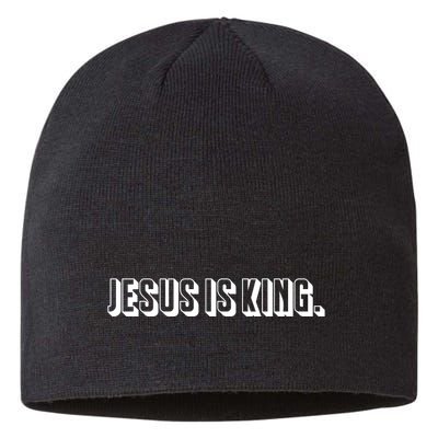 Jesus Is King 3d Simple Font Christian Catholic Christ Sustainable Beanie