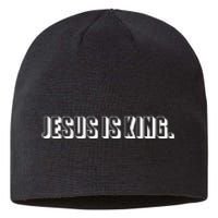 Jesus Is King 3d Simple Font Christian Catholic Christ Sustainable Beanie