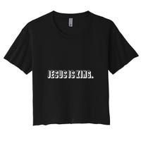 Jesus Is King 3d Simple Font Christian Catholic Christ Women's Crop Top Tee