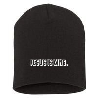 Jesus Is King 3d Simple Font Christian Catholic Christ Short Acrylic Beanie