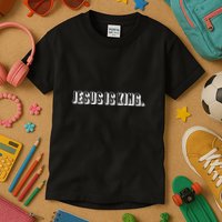 Jesus Is King 3d Simple Font Christian Catholic Christ Kids T-Shirt